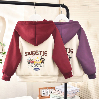 Boys and girls winter thickened fleece coat double-layer sunshine fleece egg zipper warm children kindergarten