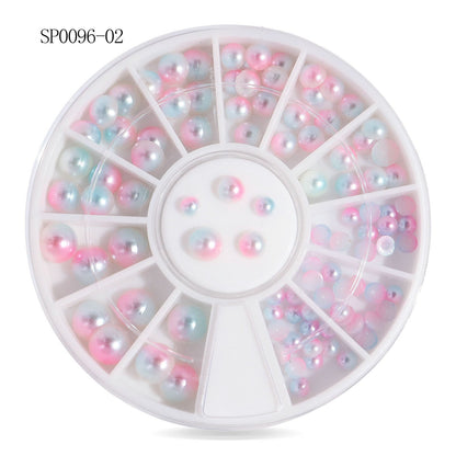 Cross-border nail art accessories nail flat bottom fantasy alloy diamond special-shaped white AB rhinestone accessories 12 grid turntable wholesale