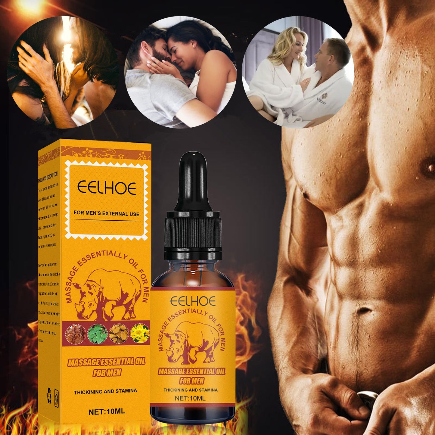 EELHOE men's massage essential oil men's energy maintenance massage care essential oil body exercise maintenance essential oil 