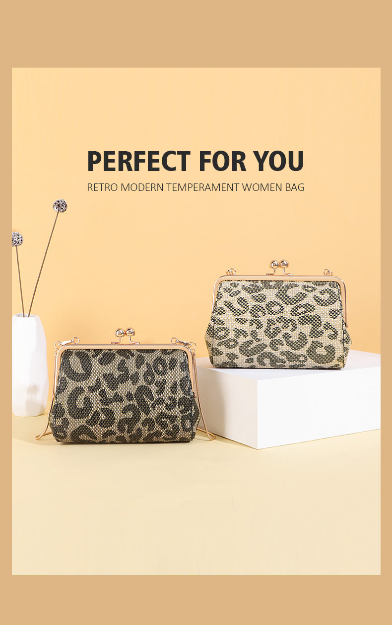 PERFECT FOR YOU European and American shoulder messenger bag retro leopard print high-end niche bag female large capacity 