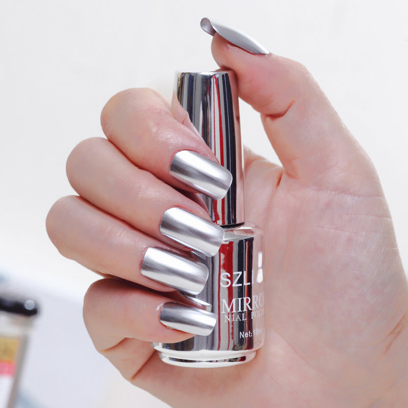 Cross-border 2023 new silver mirror nail polish 16 colors non-peelable metallic nail polish foreign trade manufacturers wholesale 