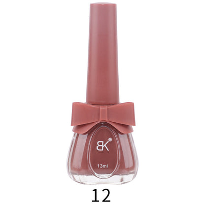 BK new 18-color seven-day water-based nail polish pure color no-bake autumn and winter style net red white macaron 13ml