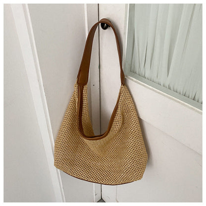 2024 new women's bag trend urban simple shoulder bag retro woven high value all-match tote bag wholesale 