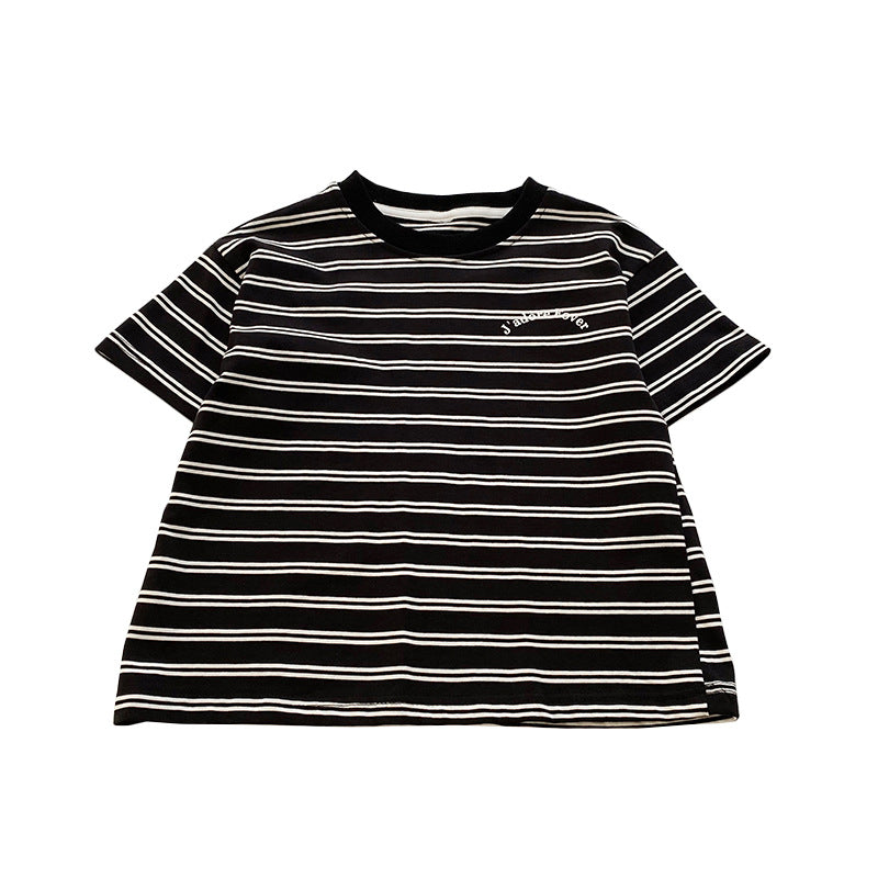 Children's clothing children's summer clothing boys short-sleeved T-shirt baby striped top 2024 new boys casual stylish top t