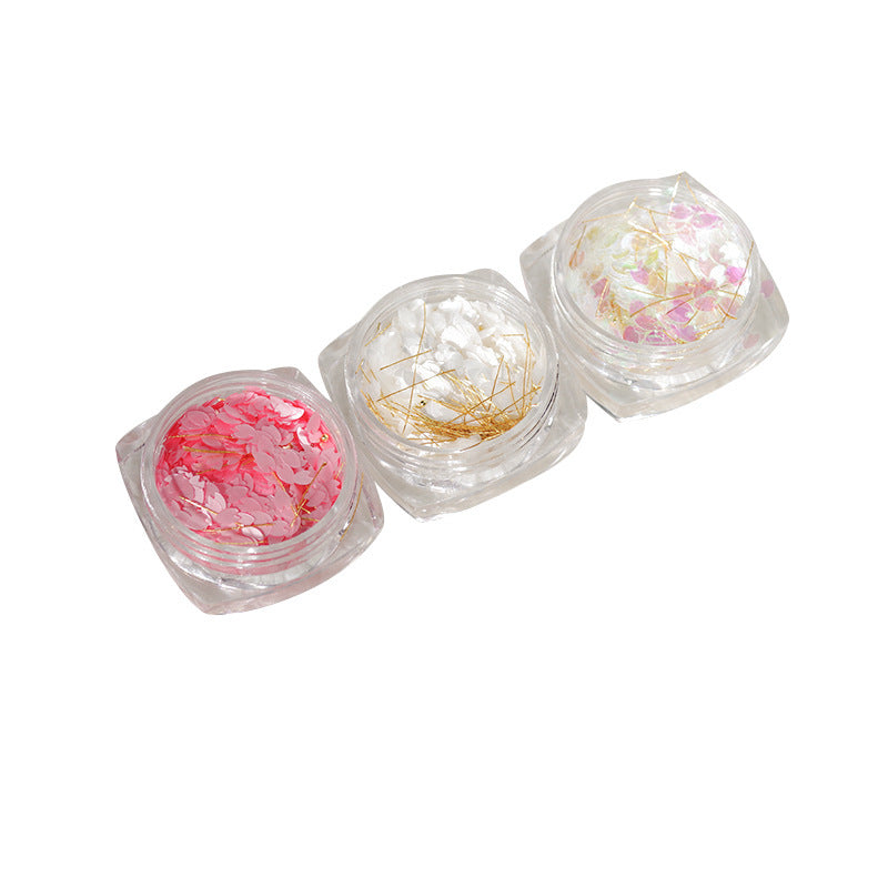 Nail art accessories colorful Korean style glitter nail decoration glitter powder mixed irregular super flash box small accessories