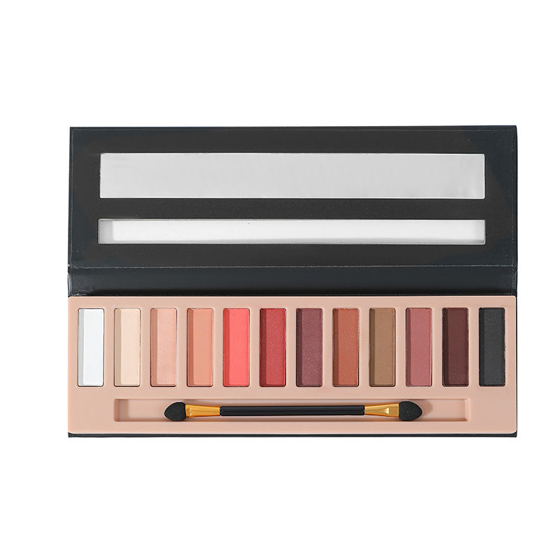 Spot 12 color eye shadow palette matte pearlescent earth color daily eye makeup smoky makeup cross-border long-lasting non-smudge