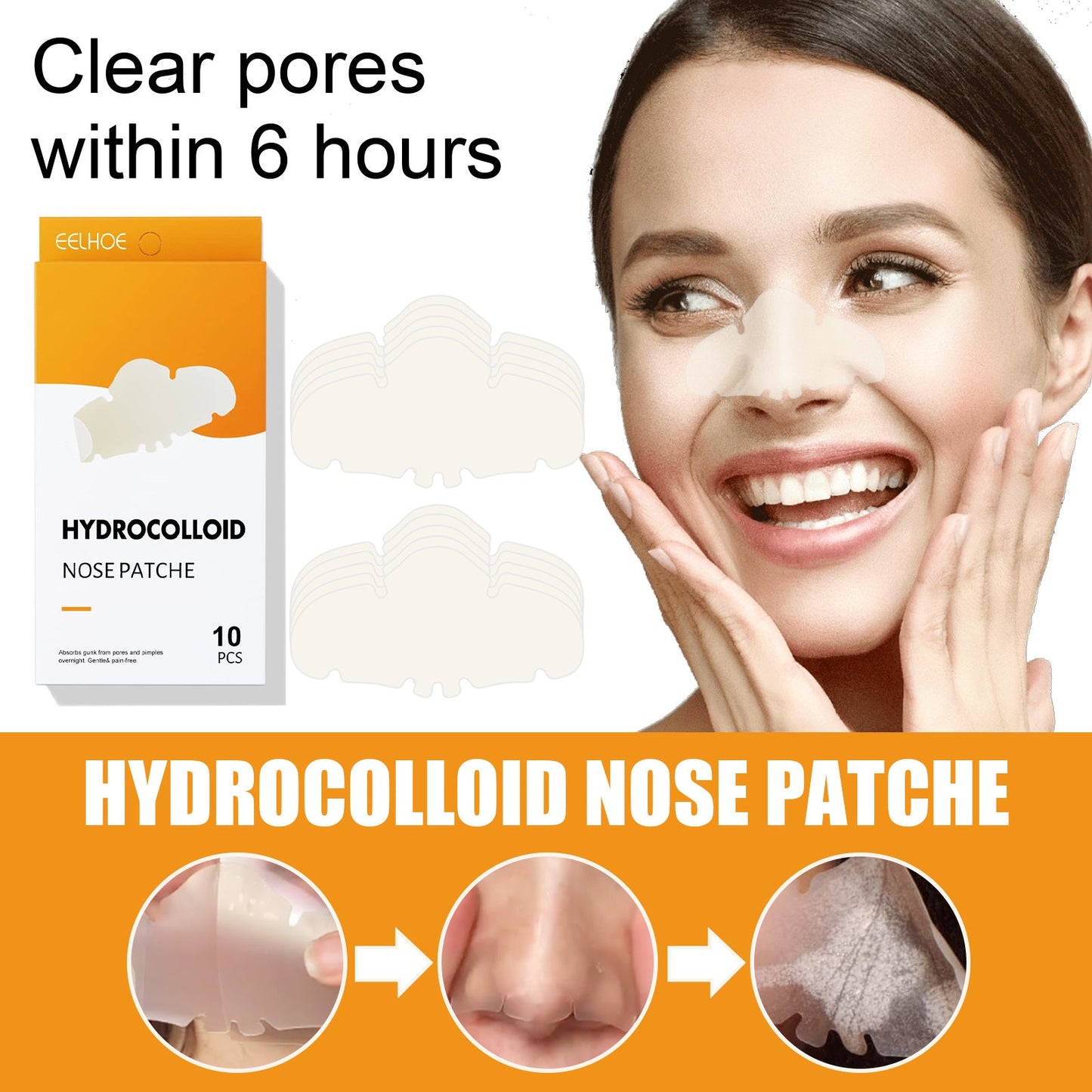 Nose patch cleans pores, peels and cleans blackheads, removes blackheads and acne, mildly controls oil and removes grease 