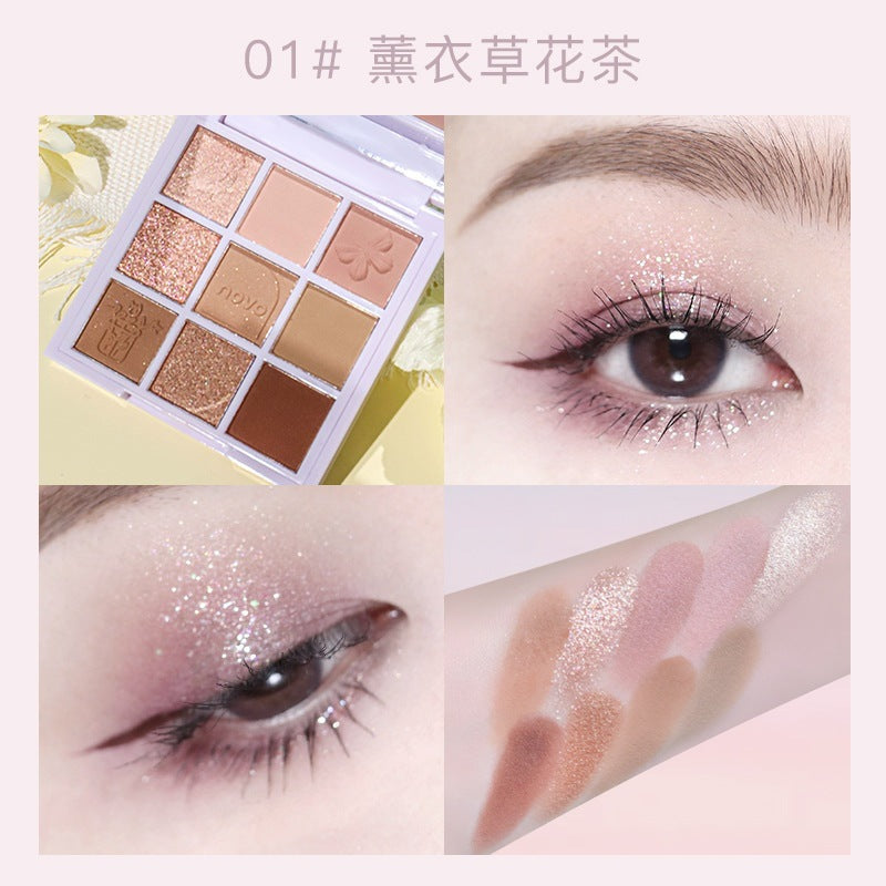 NOVO manufacturer Yingshi afternoon tea nine-color eyeshadow powder brown palette earth color matte pearl powder eyeshadow palette wholesale 