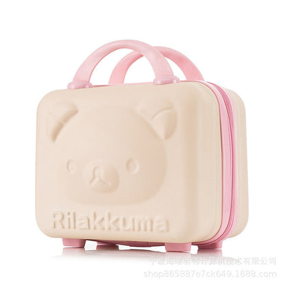 14 inch cute cartoon 3D bear carry-on luggage cosmetic small box bag password box lightweight mini storage box for women 