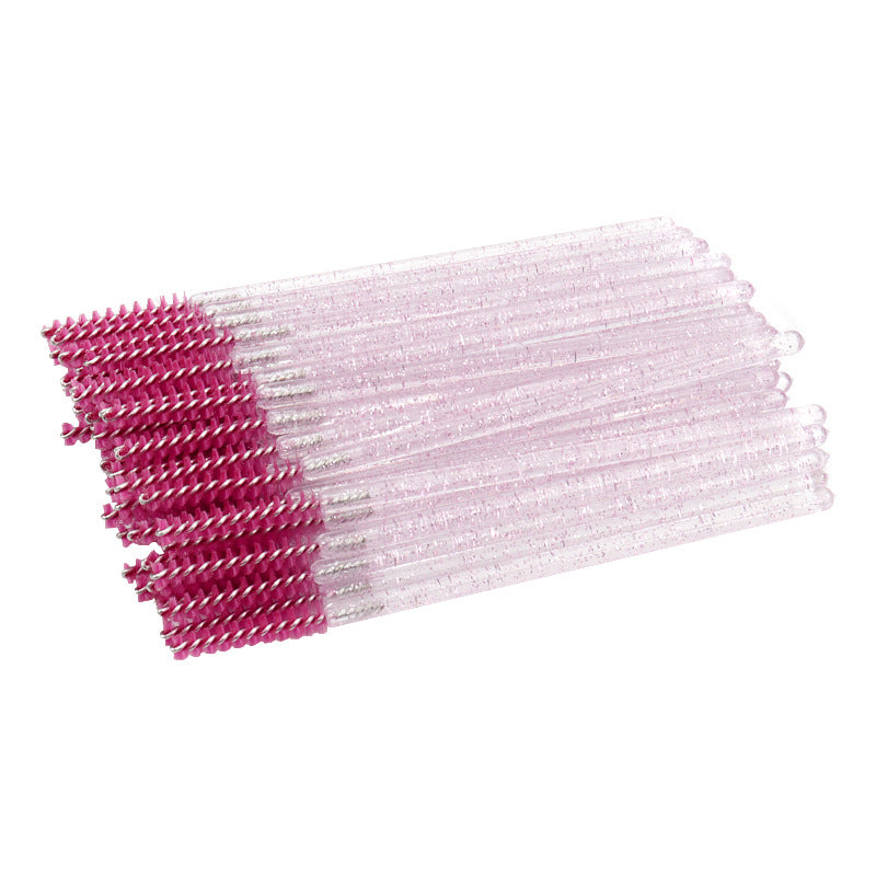 Wholesale disposable grafting eyelash brush crystal glitter rod eyebrow brush straight bright rod eyelash comb 50/pack opp bag