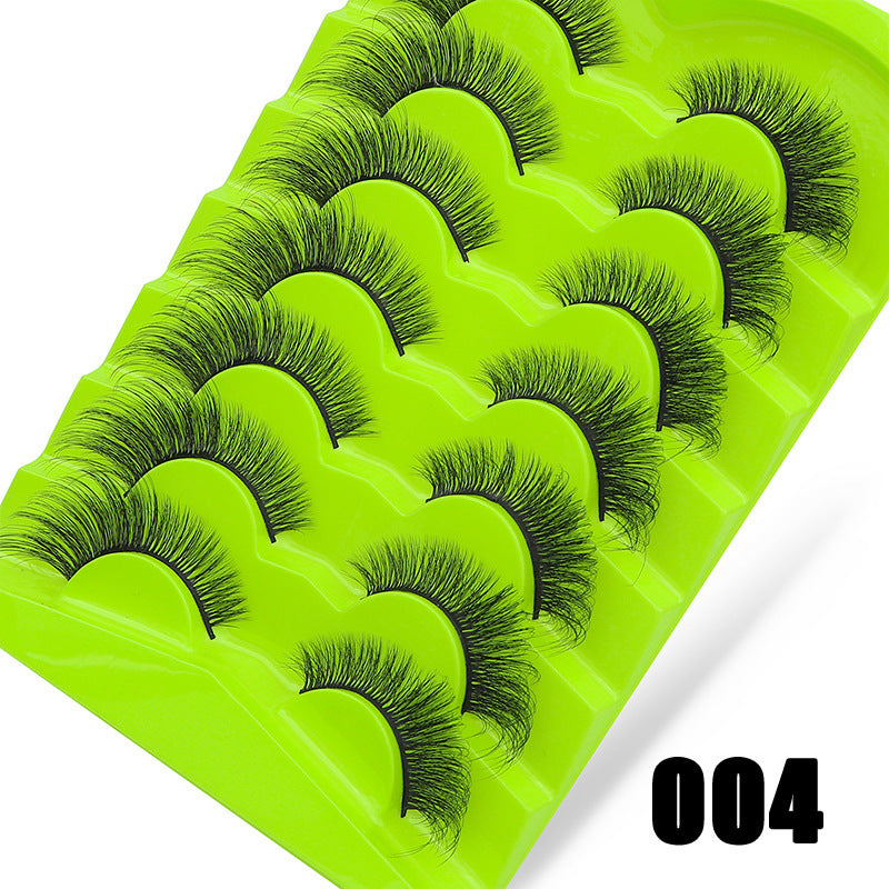 DINGSEN false eyelashes factory cross-border supply large capacity 7 pairs of green fox eyelashes oblique flying thick eyelashes