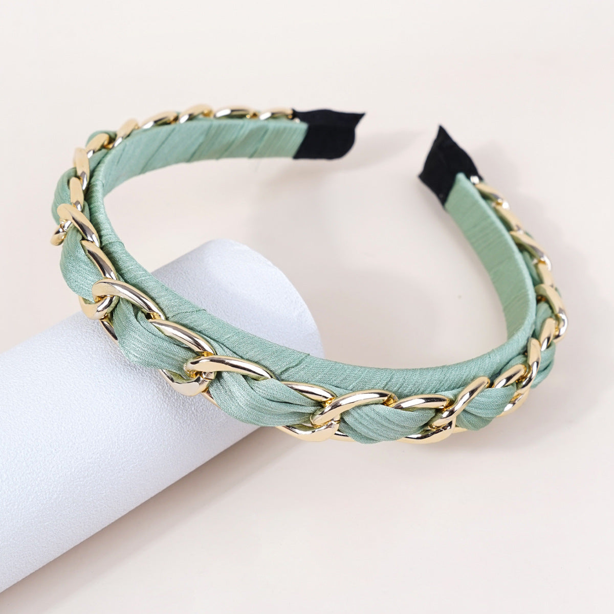 Cross-border new style headband women's European and American simple Baroque style head buckle metal lock chain wash face pressing headband hair cave