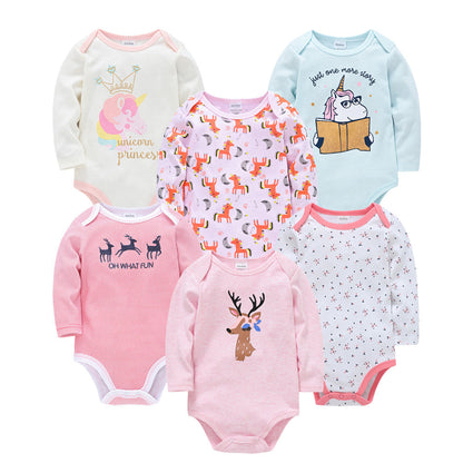 Cross-border factory baby jumpsuit autumn long-sleeved 6-piece set girls European and American jumpsuit children's clothes wholesale 