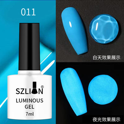 Cross-border hot-selling nail art luminous glue fluorescent nail polish glue phototherapy glue set popular candy color nail salon dedicated