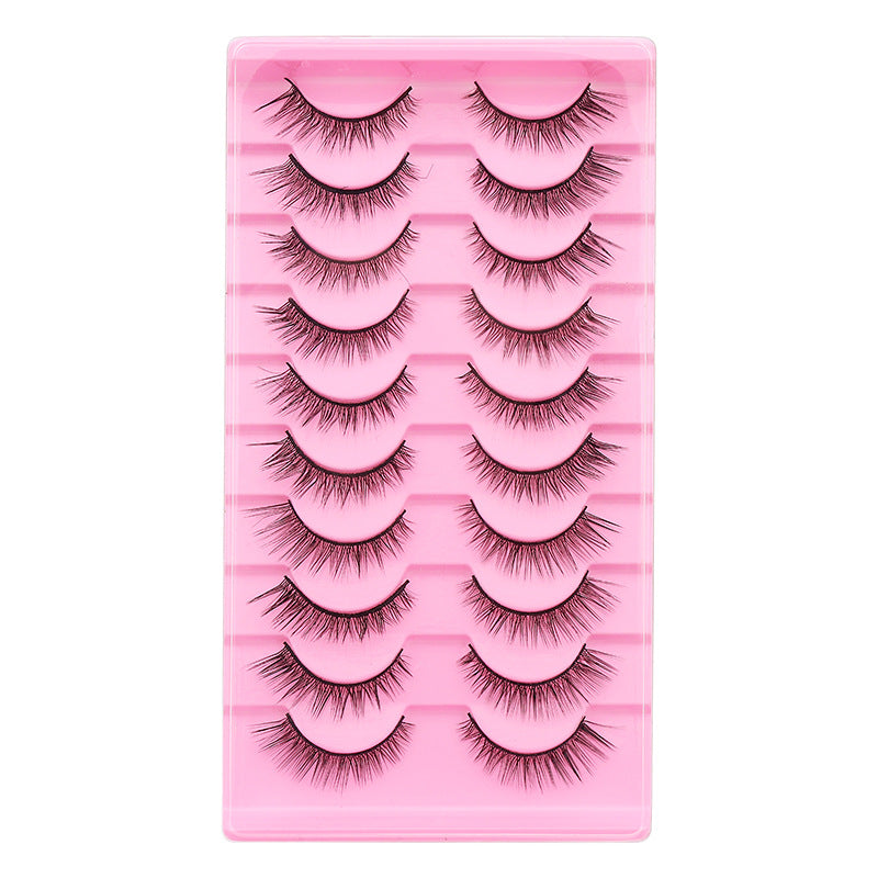 Dingsen cross-border false eyelashes factory 10 pairs of false eyelashes L natural thick curl