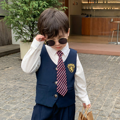 Children's college style tie 2023 spring new boys and girls temperament pullover elastic striped suit tie accessories