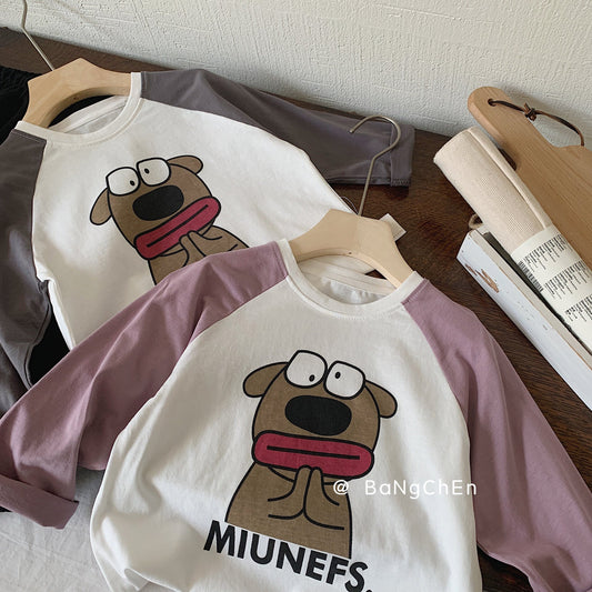 Children's T-shirt 2024 Bangcheng Spring New Boys Cartoon Long Sleeve Children's Clothing Casual Raglan Sleeve Top Trend G0063