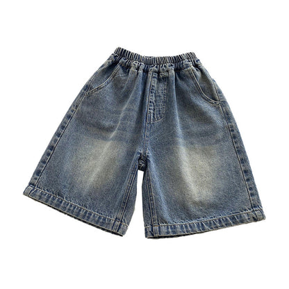 Boys denim shorts children's pants baby loose straight shorts 2024 summer boys new casual pants