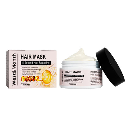 West&amp;Month Keratin Repair Hair Mask ផ្តល់សំណើម ជួសជុល និងជួសជុលសក់ខូច ធ្វើអោយប្រសើរឡើងនូវការថែរក្សាសក់ ព្យាបាលសក់ខូច បែកចុង ស្ងួត បែកចុង។ 