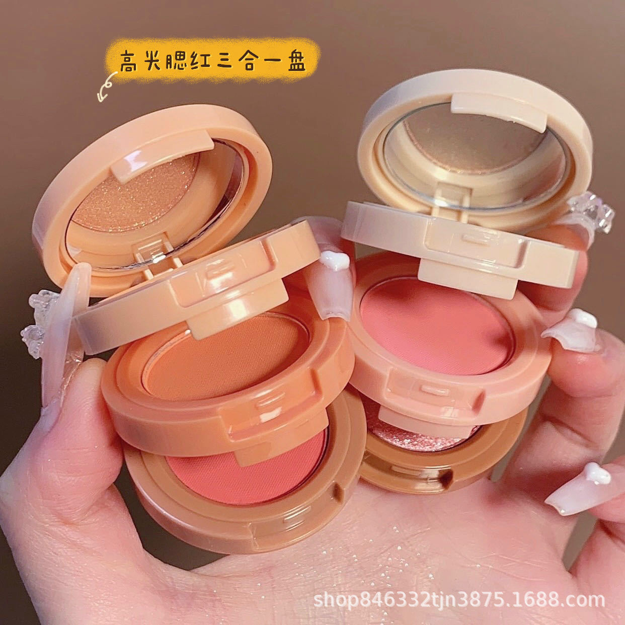 Factory direct sales Misslara blush natural highlight repair three-layer 3in1 integrated tray cross-border European and American makeup