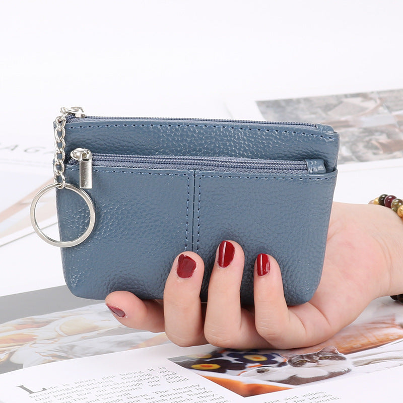 Genuine leather women's coin purse coin card holder short small handbag zipper key bag mini wallet wholesale 