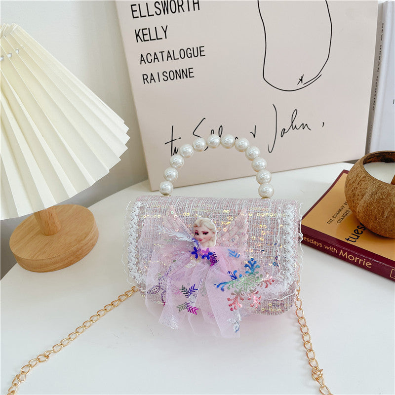 Sequined girl's handbag stylish chain crossbody bag mini coin purse children's matching bag girl's bag 