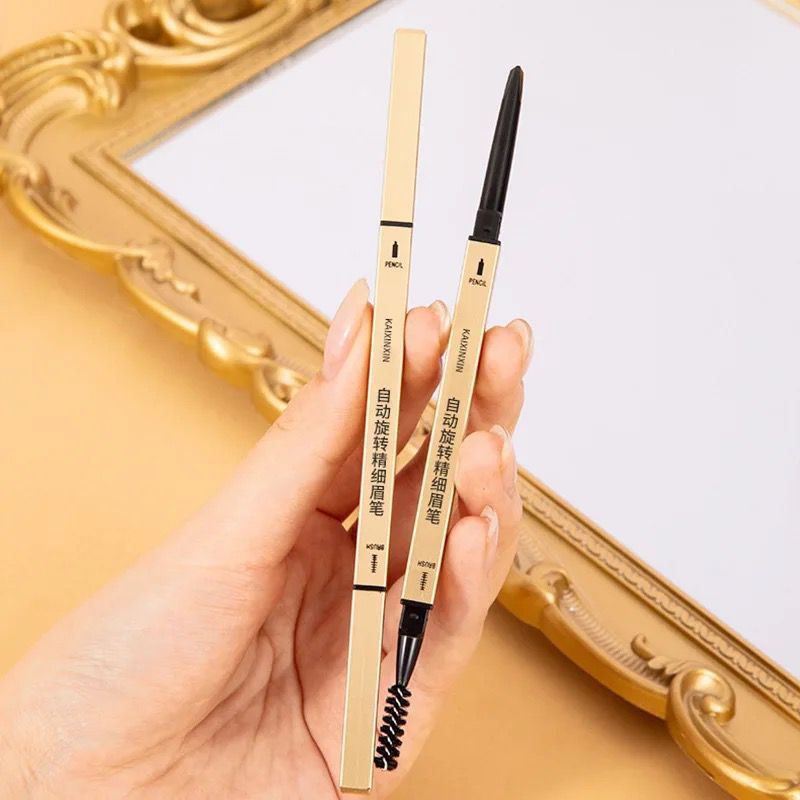 Foreign trade small gold chopstick eyebrow pencil small gold bar double-headed eyebrow pencil square tube small triangle thin rotation not easy to fade cross-border makeup