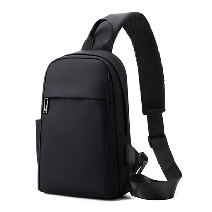 Cross-border new men's messenger bag simple temperament commuter shoulder bag usb light business sports leisure chest bag 