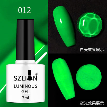 Cross-border hot-selling nail art luminous glue fluorescent nail polish glue phototherapy glue set popular candy color nail salon dedicated