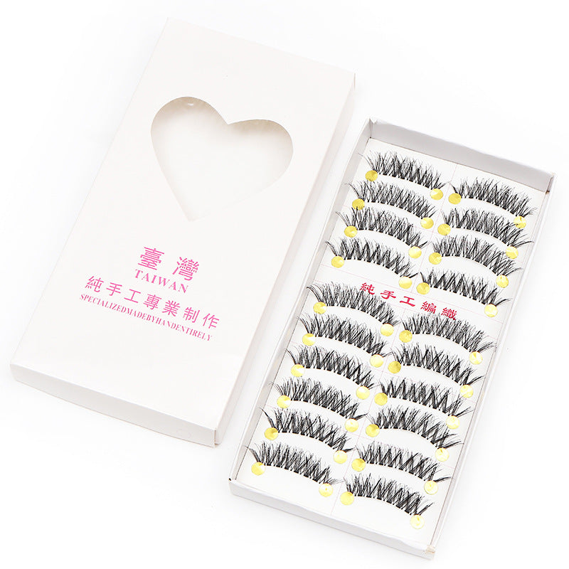 Dingsen cross-border supply false eyelashes factory COS little devil eyelashes 10 pairs of handmade eyelashes natural