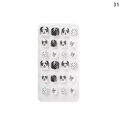 Zhifei nail art children's finished nail pieces 24 pieces bag cartoon lines wearable finished nail art children's patches