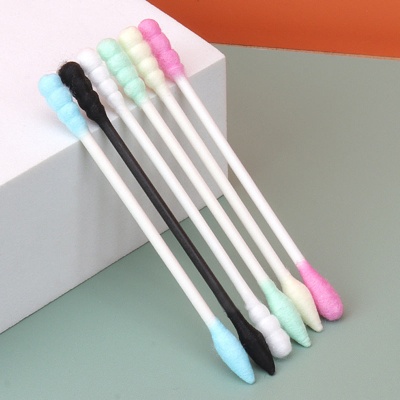 Wholesale beauty makeup auxiliary tools double-headed color disposable paper shaft cotton swabs multi-purpose bag 100/bag