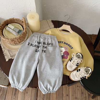 Bangcheng children's clothing 2024 spring new letter printed children's trousers closed casual ankle sweatpants trend G0016