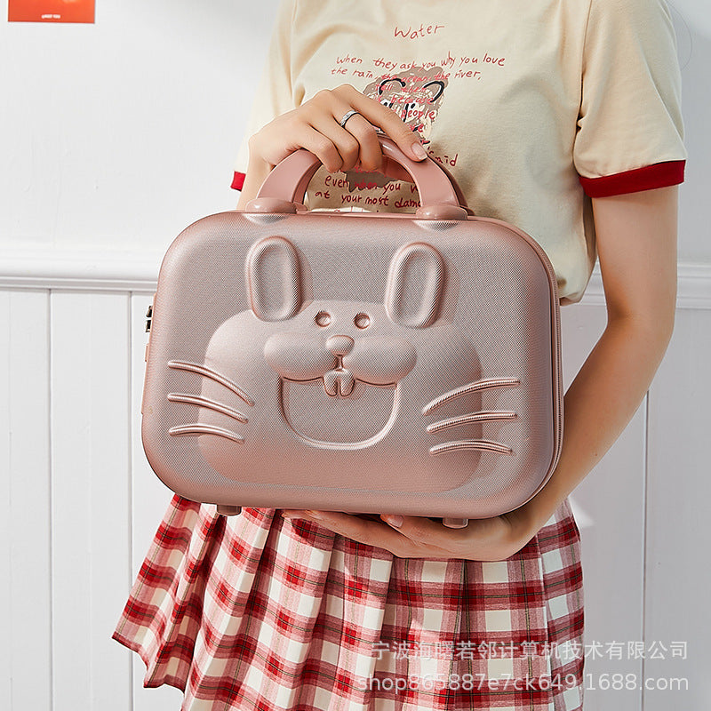 14 inch suitcase bearded rabbit password suitcase small suitcase women's cosmetics storage bag small and light 