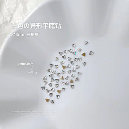 Nail jewelry flat bottom special shaped diamonds large and small mini water drop love square diamonds transparent diamonds white crystal wholesale