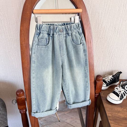 Children's clothing 2024 spring new children's pants children's casual pants baby spring trousers boys pants straight jeans