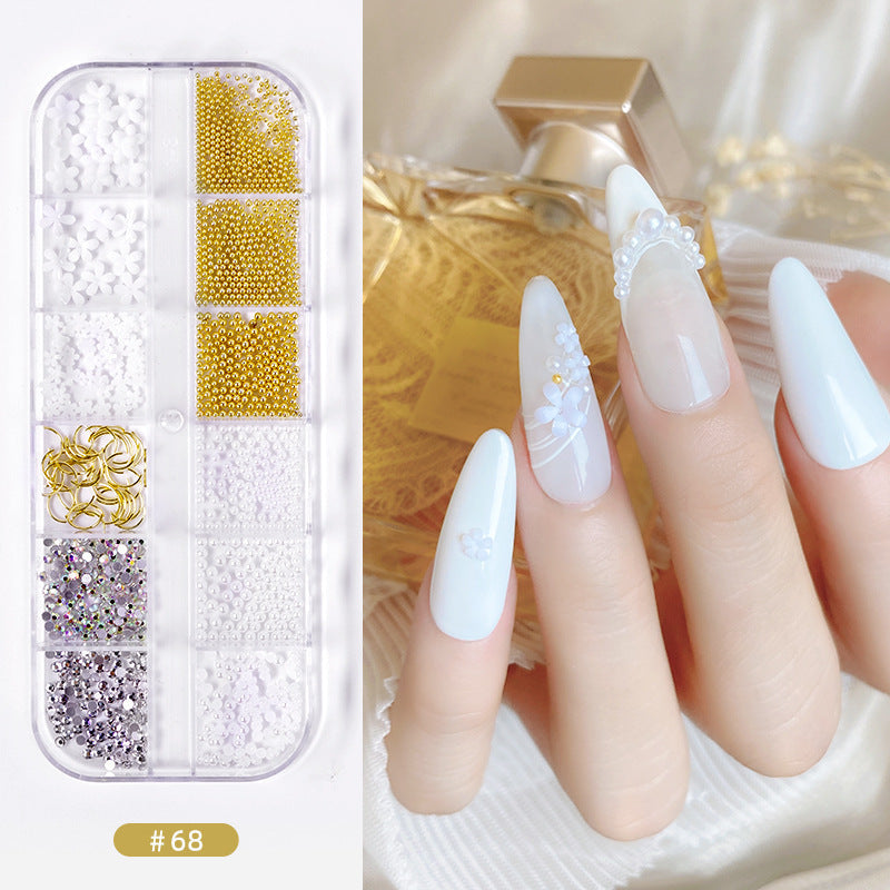 Nail accessories rhinestones flat bottom diamonds hollow rivet nail stickers diamond sequins colored diamonds flat bottom pearl shell pieces Japanese style