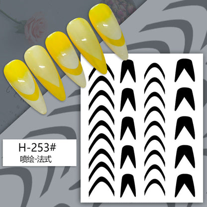 Nail art spray painting stickers airbrush hollow template stickers French smile line love butterfly star spray painting nail stickers