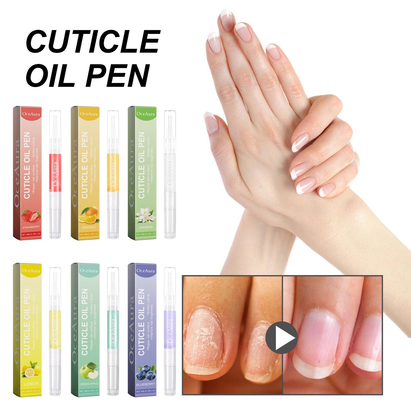 OceAura Nail Care Oil Grey Nail Repair Soft Nail Thickening Moisturizing Smoothing Brightening Nail Care Oil 