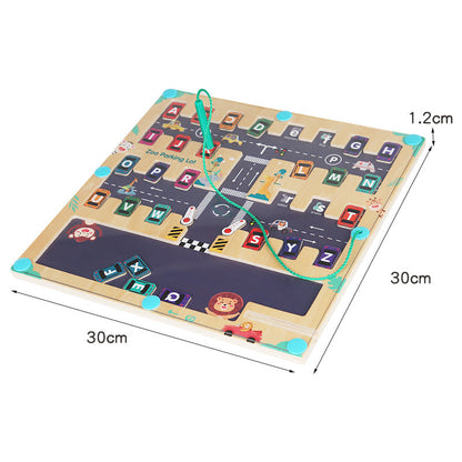 幼儿童木制移车出库找位字母配对磁性拼单词运笔迷宫走位益智玩具