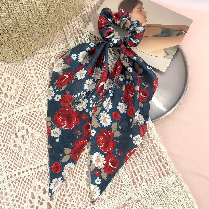 French-style hair band ribbon hair rope female national trend Chinese national style flower hair band big flower ribbon hair accessories female