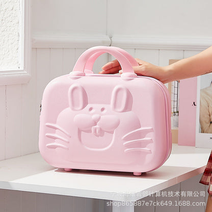 14 inch suitcase bearded rabbit password suitcase small suitcase women's cosmetics storage bag small and light 