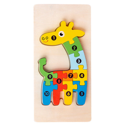 Wooden early education cognitive children's educational toys building blocks animal transportation shape matching 3d three-dimensional puzzle wholesale