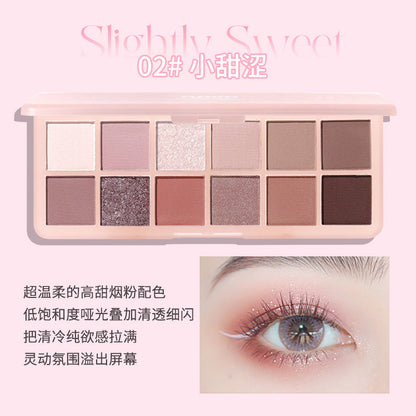 NOVO Zhao Zhao Hoshino 12 Color Eyeshadow Smoky Pure Desire ins Student Party Earth Color Pearlescent តម្លៃខ្ពស់លក់ដុំ 