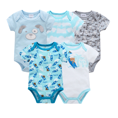 Spot wholesale cross-border baby jumpsuit 5-piece set short-sleeved hip-wrapped romper summer new ins girl clothes