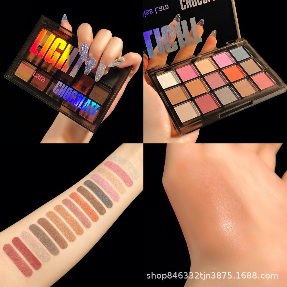 2021 new sweetheart party 15-color eyeshadow palette earth color pearl matte glitter cross-border large plate European and American makeup