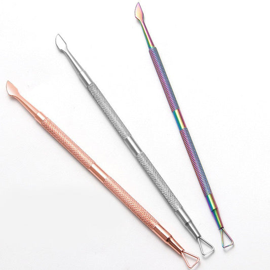 Colorful stainless steel nail remover planer double head dual-purpose nail art tool nail remover steel pusher single pack dead skin steel pusher