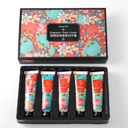 Xiting Sweet Fragrance Hand Cream Set ឈុតសរទរដូវ និងរដូវរងា ផ្តល់សំណើម និងផ្តល់សំណើម ប្រឆាំងនឹងការប្រេះស្ងួត ប្រអប់កាដូលក់ដុំ 