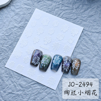 Nail stickers wholesale Internet celebrity colorful fireworks stickers three-dimensional with adhesive cat's eye laser nail decals decorations