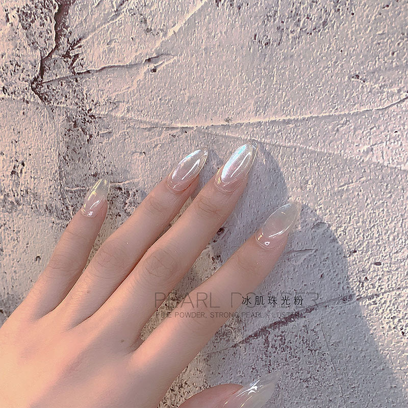 គ្រឿងតុបតែងលើក្រចកmanicure ដុំទឹកកកថ្មី ម្សៅទឹកកក Pearlescent Fairy Highlight ពណ៌ផ្កាឈូក Icy Sheer